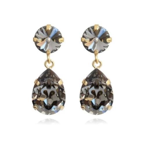 Mini Drop Earrings - Gold Black Diamond