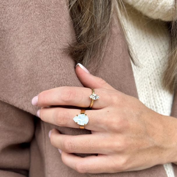 Mini Drop Ring - White Opal - Image 2