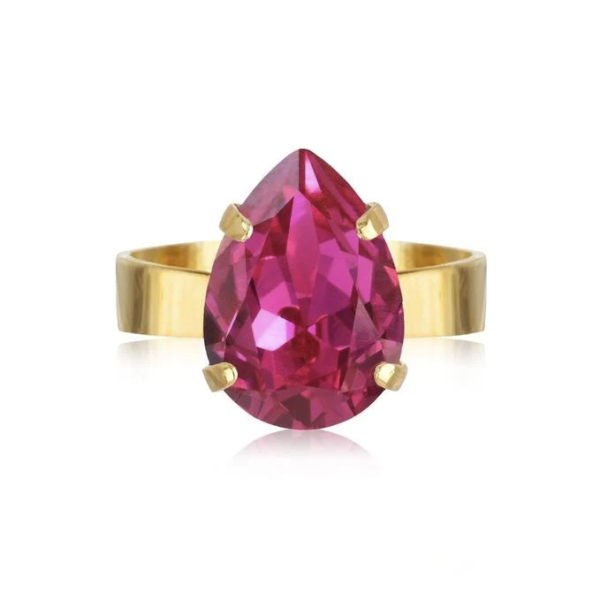 Mini Drop Ring - Gold Fushia