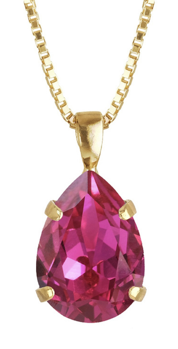 Mini Drop Necklace - Gold Fushia - Image 1