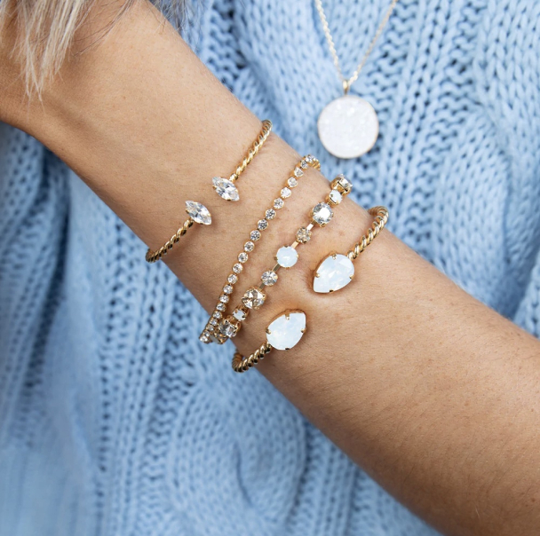 Mini Drop Bracelet - Gold White Opal  - Image 2