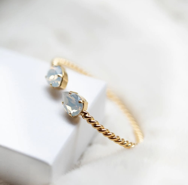 Mini Drop Bracelet - Gold White Opal  - Image 3