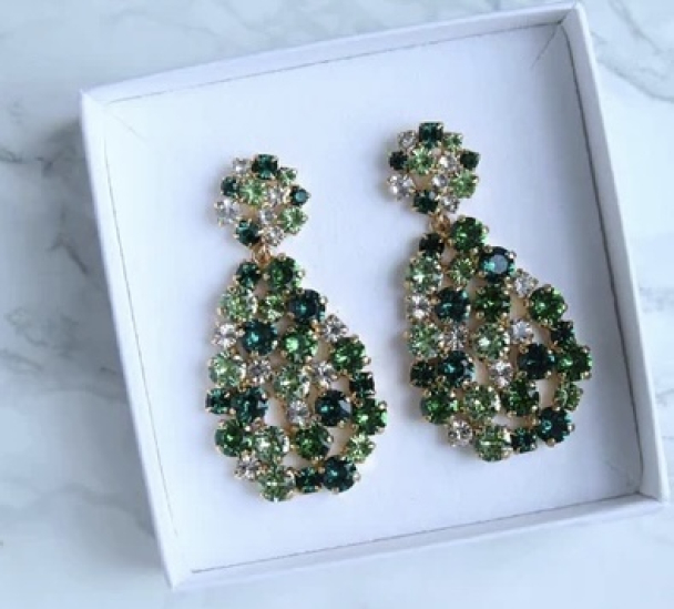 Hanna Earrings - Gold Green Combo - Image 1