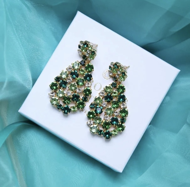 Hanna Earrings - Gold Green Combo - Image 2