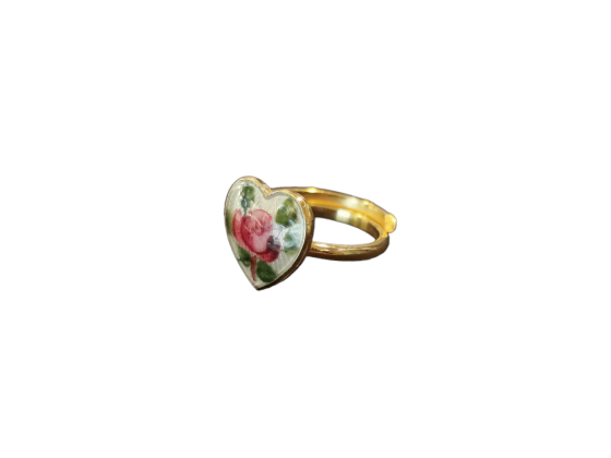 Flowerpainted Heart Ring