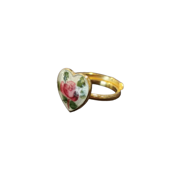 Flowerpainted Heart Ring