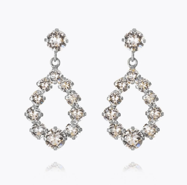 Mini Delia Earrings - Rhodium Crystal 