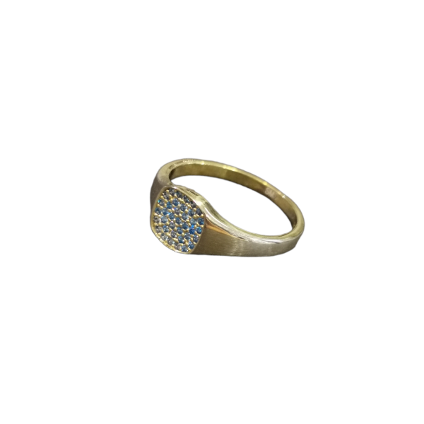 Forgylt firkant s&oslash;lvring - Lyse bl&aring; steiner