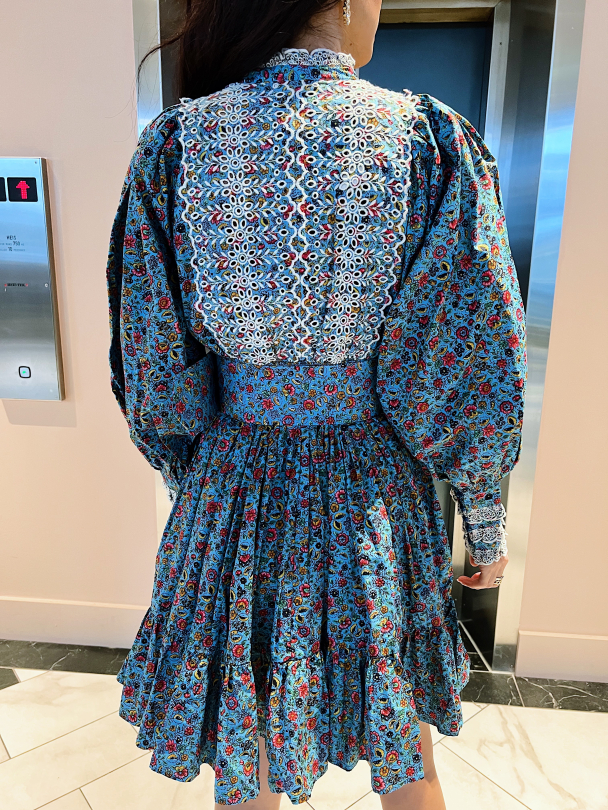 Poplin Mini Dress - Blue Garden  - Image 5