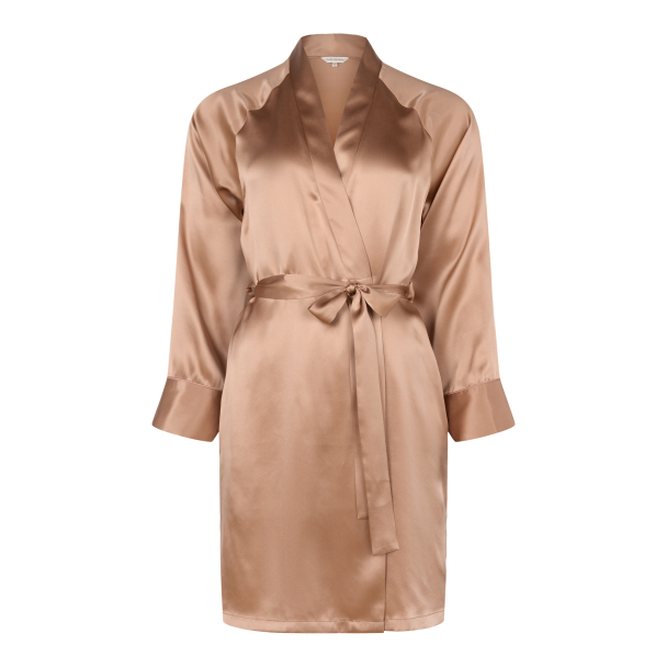 Pure Silk short kimono, caramel - Image 3