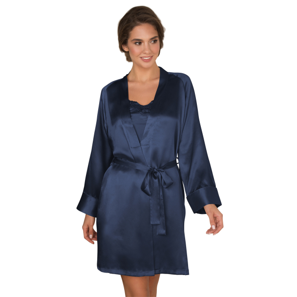 Pure Silk short kimono, indigo - Image 2