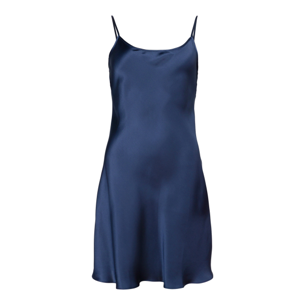 Pure Silk spaghetti dress, indigo - Image 3
