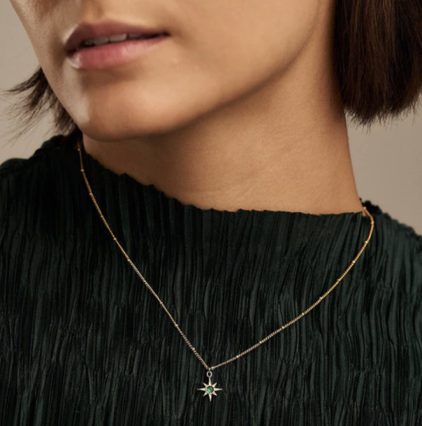 ORELIA Emerald Star Necklace - Image 2