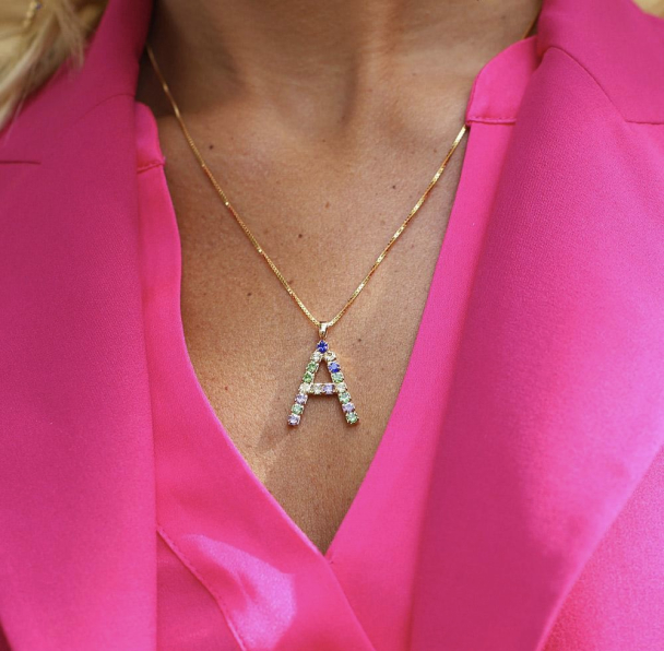 Letter Necklace - A / Rainbow Combo - Image 2
