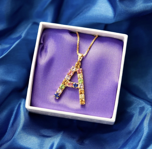 Letter Necklace - A / Rainbow Combo - Image 3