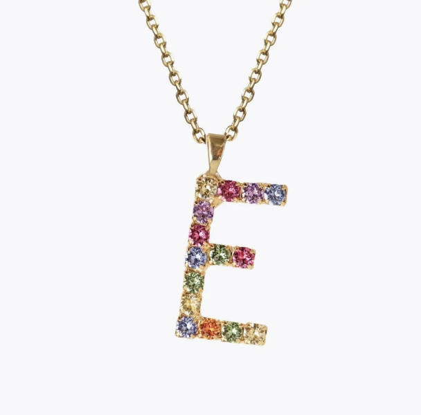 Letter Necklace - E / Rainbow Combo - Image 1