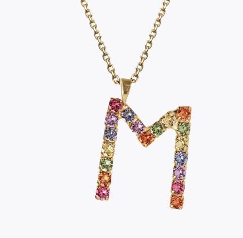 Letter Necklace - M / Rainbow Combo