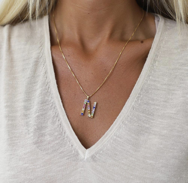 Letter Necklace - N / Rainbow Combo - Image 3