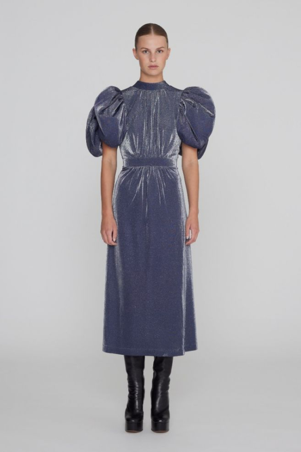 Metallic Puffy Dress - Blue Nights - Image 2