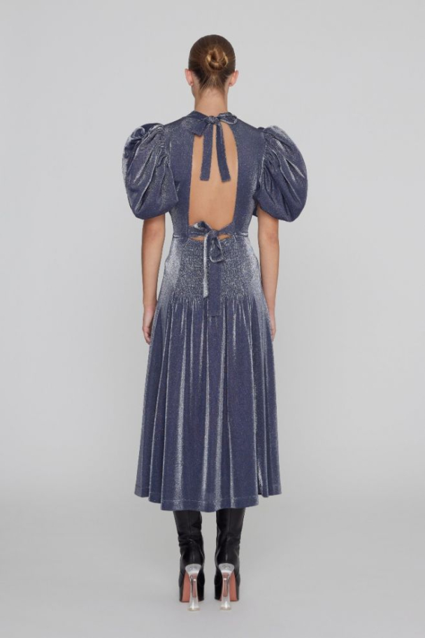 Metallic Puffy Dress - Blue Nights - Image 3