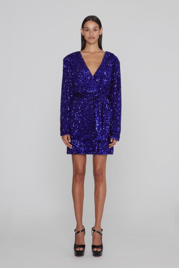 Sequin Wrap Dress - Blue iris - Image 3