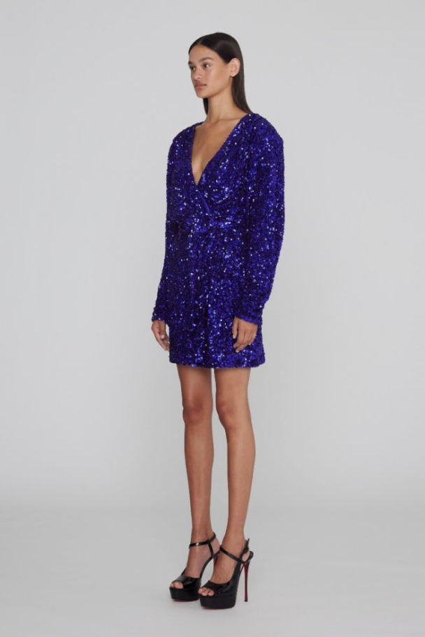 Sequin Wrap Dress - Blue iris - Image 4