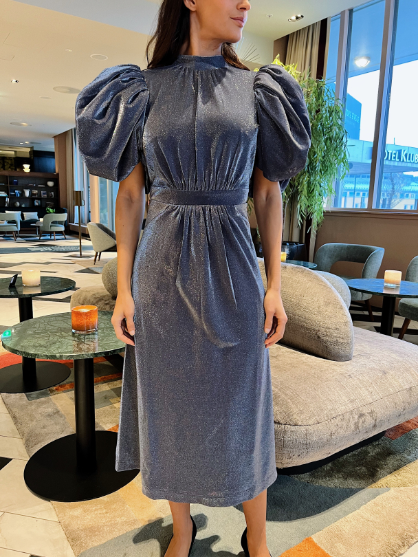 Metallic Puffy Dress - Blue Nights - Image 1