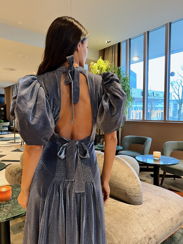 Metallic Puffy Dress - Blue Nights - Image 8