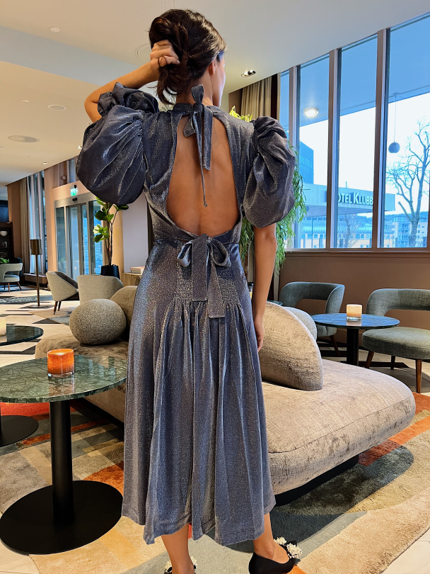Metallic Puffy Dress - Blue Nights - Image 9