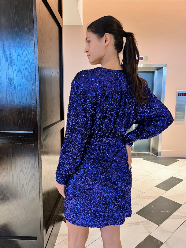 Sequin Wrap Dress - Blue iris - Image 7