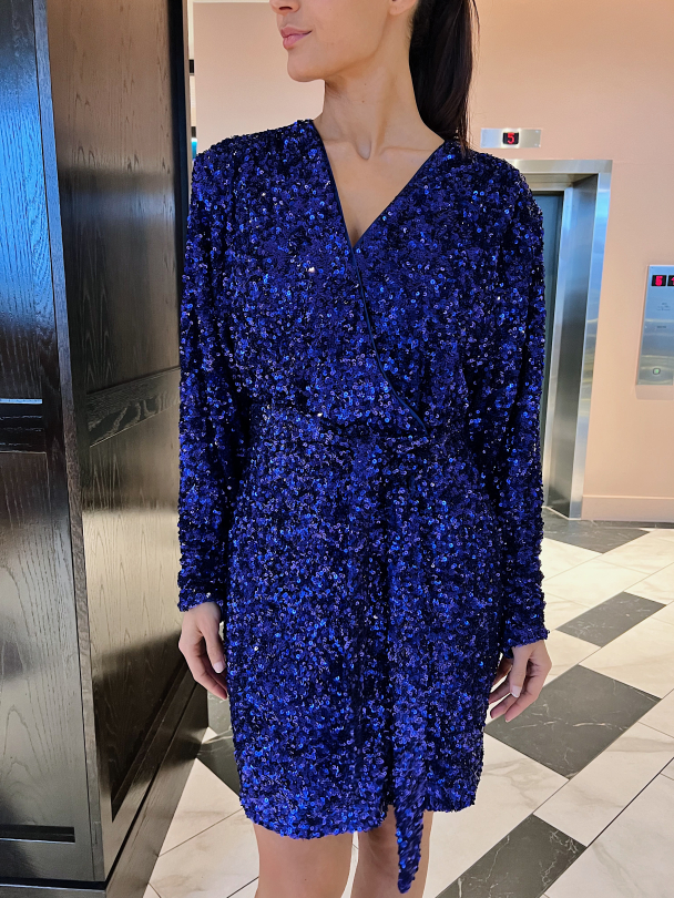 Sequin Wrap Dress - Blue iris - Image 1