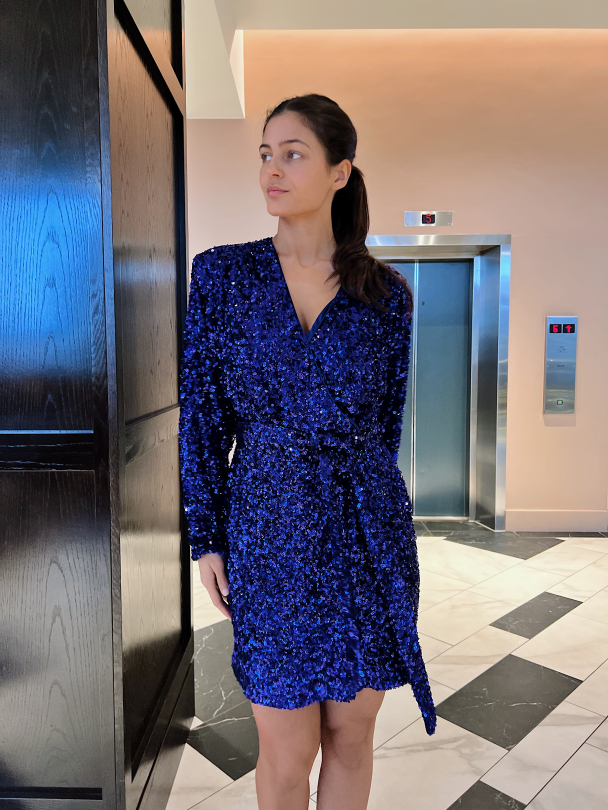 Sequin Wrap Dress - Blue iris - Image 8