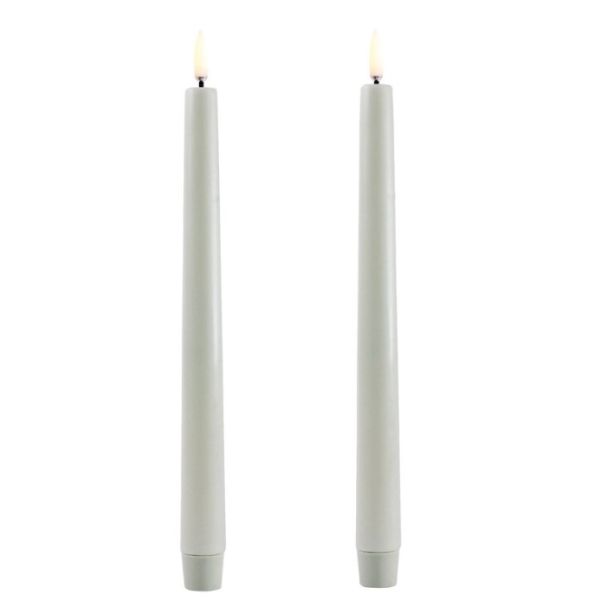 Led taper candle dusty grønn 2- 2,3x25cm.