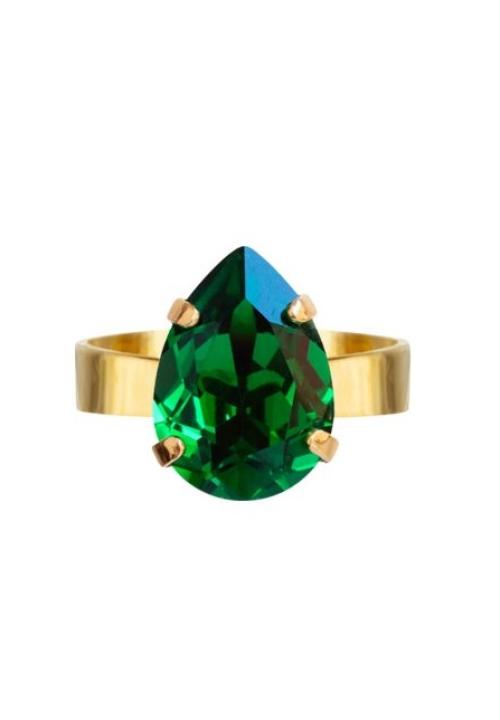 Mini Drop Ring - Gold Emerald