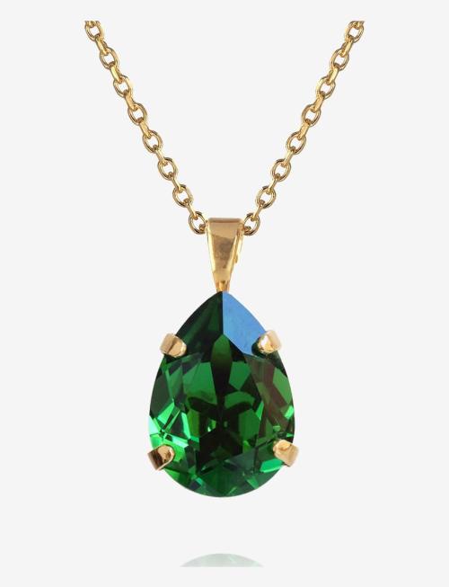 Mini Drop Necklace - Gold Emerald