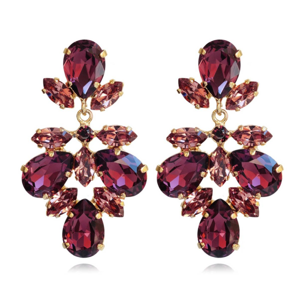 Selene earrings - Gold/Burgundy
