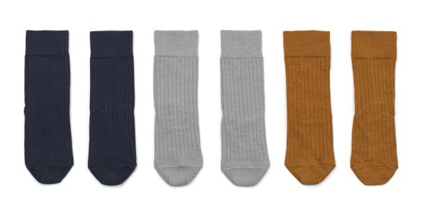 Lorenzo Socks 3-pk - Midnight Navy/Sea Blue/Golden Caramel - Image 2