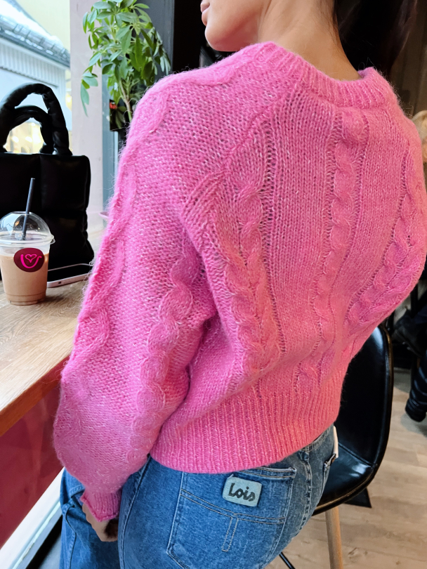 Livi Cable Knit Cardigan - Azalea Pink - Image 3
