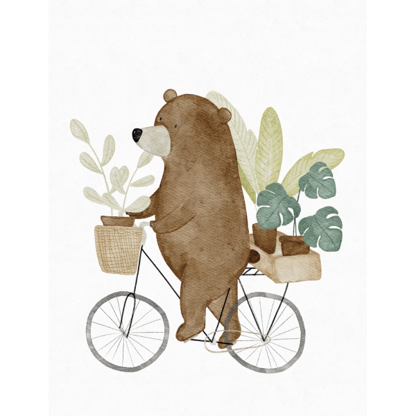 Postkort - Bjørn på sykkel
