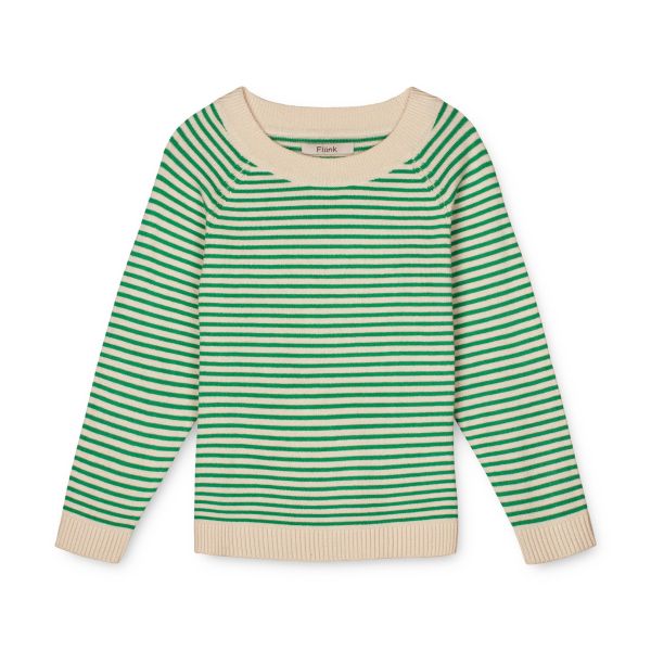 Fliink - Favo Stripe Knit Pullover, Jelly Bean Green Stripe