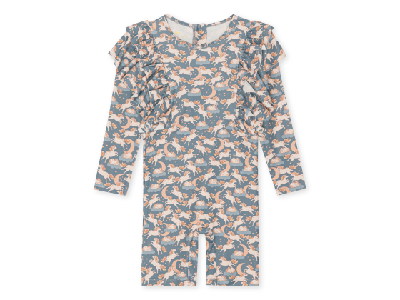 Konges Sløjd - UV-drakt Manuca Frill Onesie, Unicorn Bleu