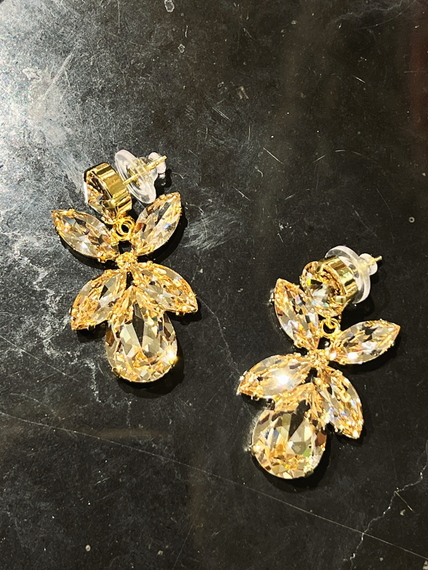Dione Earrings - Gold Crystal