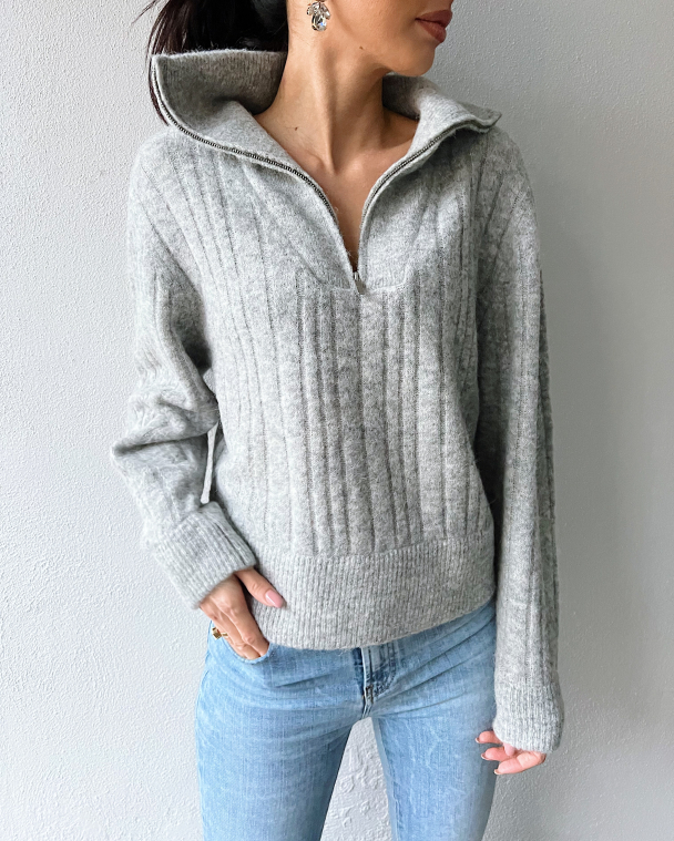 Alpha zipper pullover - high rise grey - Image 7