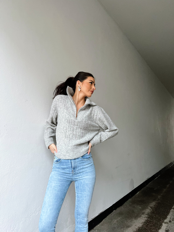 Alpha zipper pullover - high rise grey - Image 8