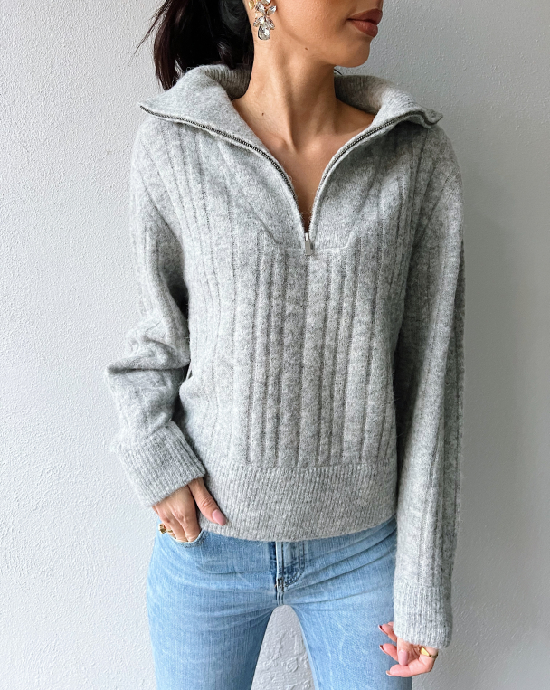 Alpha zipper pullover - high rise grey - Image 1