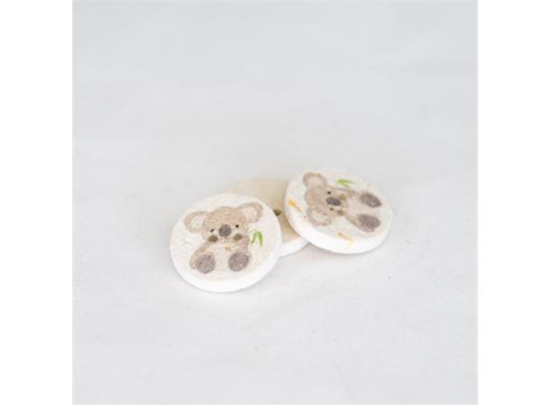 Knapp - Koala - Resirkulert bomull - Natur - 18mm