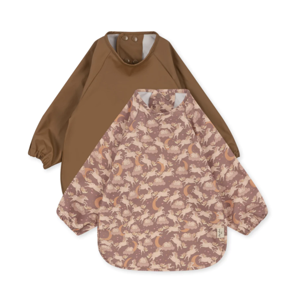 2 pack dinner bib with sleeves - unicorn blush/toasted coconut