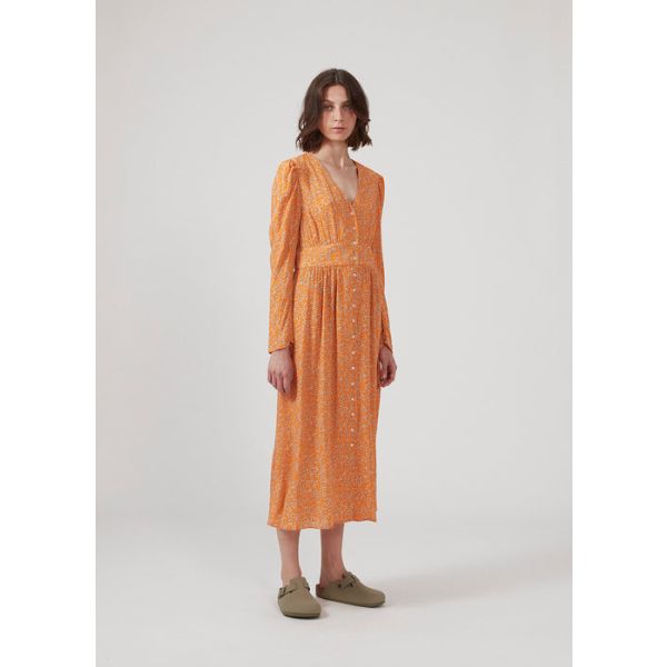 CorinnaMD Print Dress - Vibrant Orange Flow