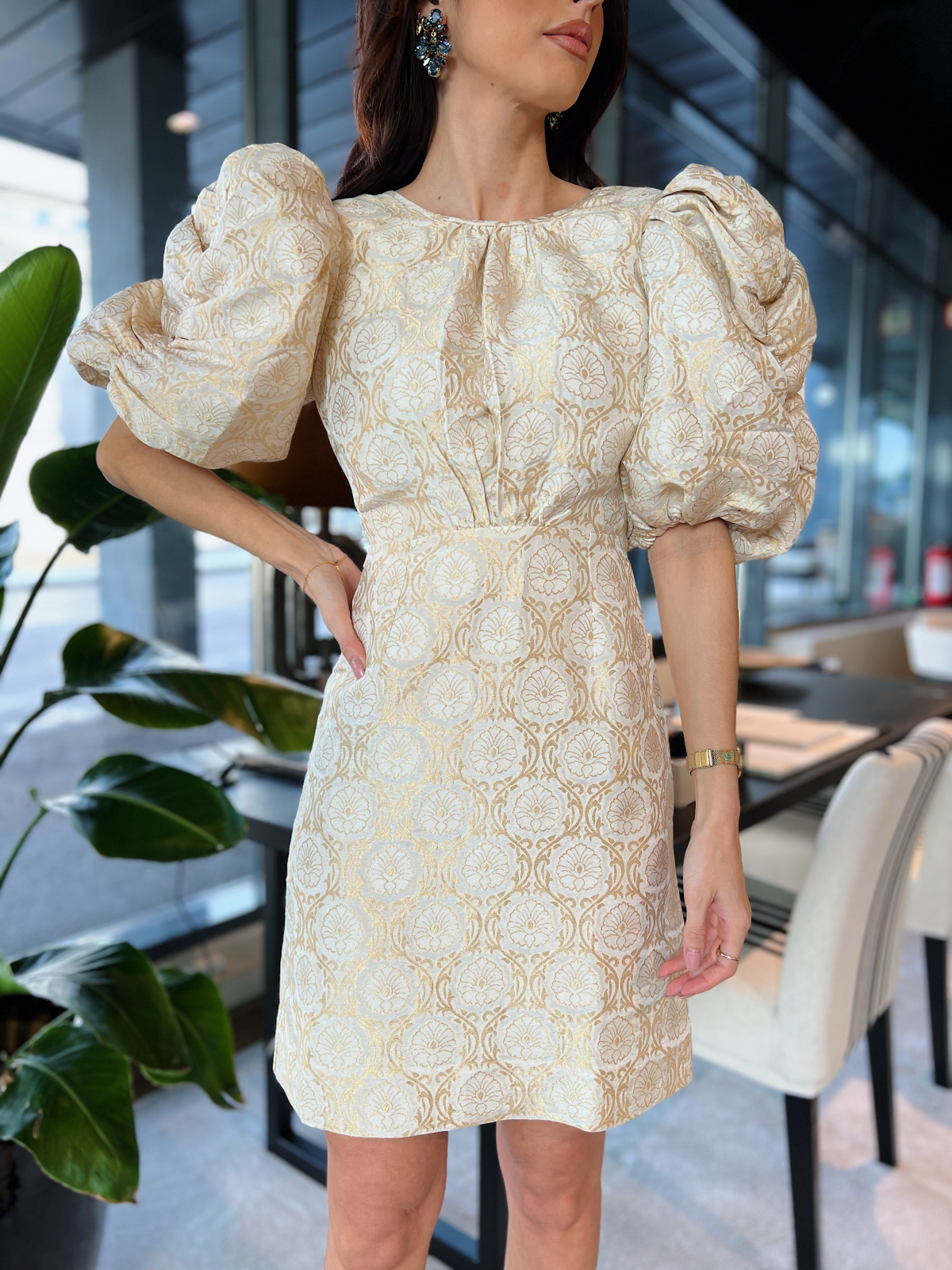 strapless open back dress Bytimo  Jacquard Open Back Dress  campaign-outlet  Yellow