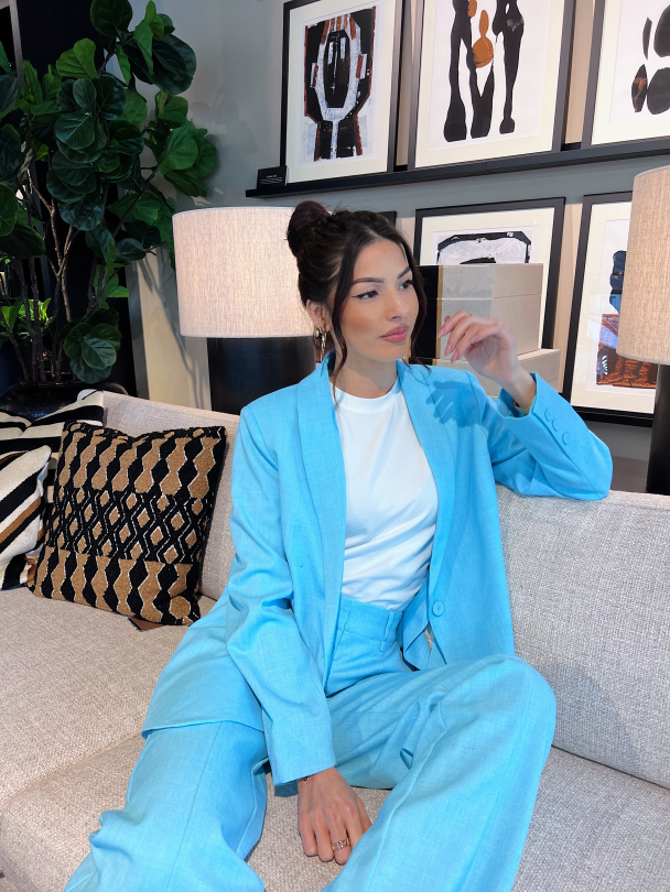 Komio 7/8 Slit Blazer - Blue Topaz - Image 6